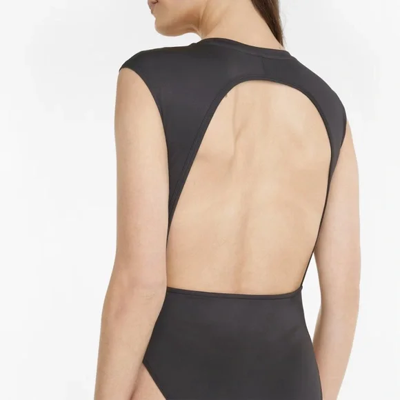 PUMA -Crystal Galaxy Women's  Black Bodysuit with open back & snap crotc… - Picture 2 of 12